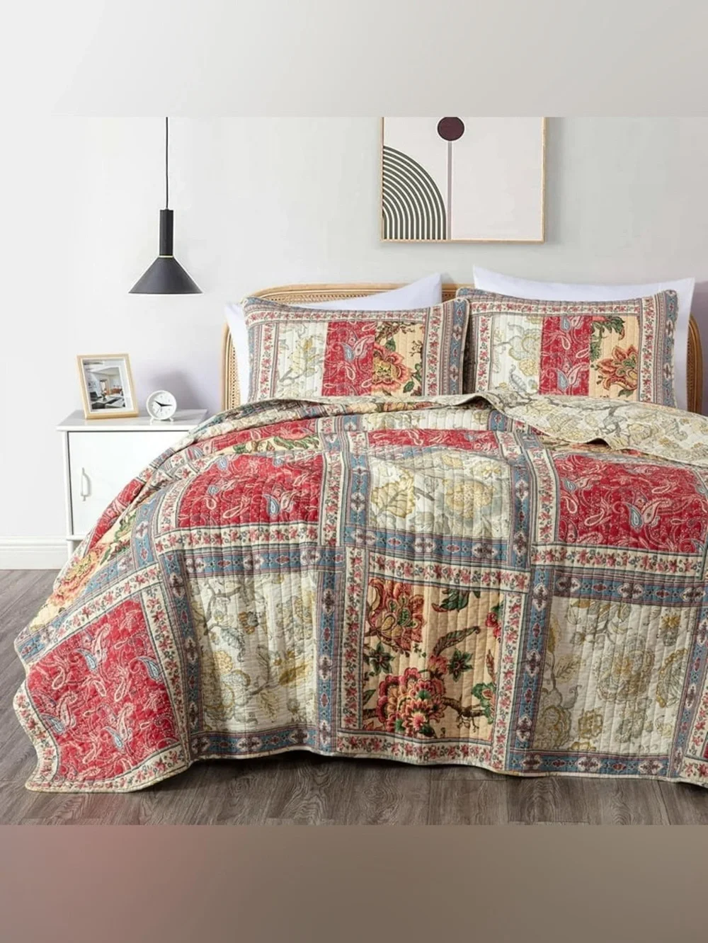 Patchwork Floral Queen 3 piece Quilted 100% cotton reversible